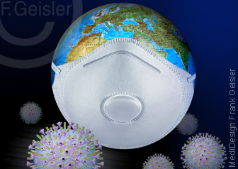 Virus Pandemie durch Coronavirus CoV-2, Schutz vor Atemwegserkrankung Covid-19 der Menschen